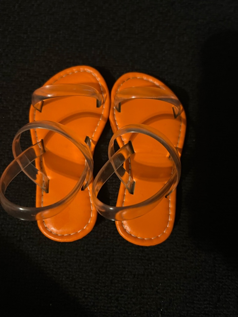 Girls' Orange Clear-Strap Slide Sandals
